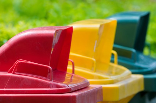 Professional team managing demolition waste removal